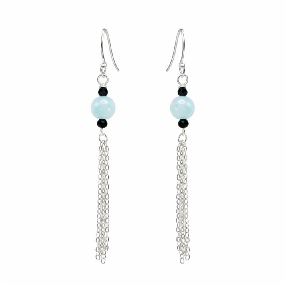 #1153 Green Moonstone and Spinel Dangle Earrings